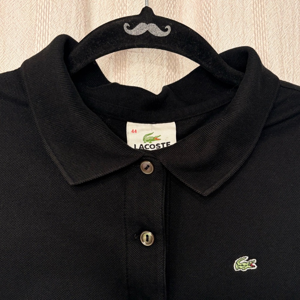 Lacoste Black Sleeveless Polo Top Women's M/44 Slim Fit Croc Logo Preppy Tennis - Picture 4 of 4